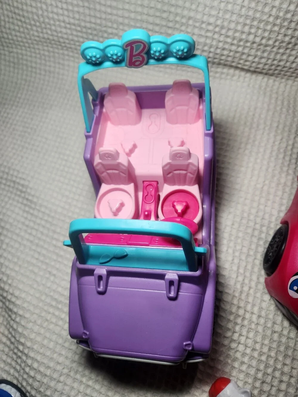 Little People Barbie Pink Convertible Car and Purple Jeep W/ 2 Barbie Figures